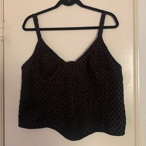 Plus Black Satin Embossed Corset Top PLT